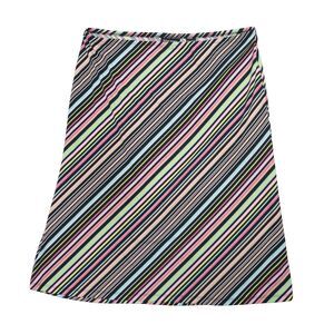 New York & Company Midi Skirt Large Colorful Striped Groovy Elastic Waist USA
